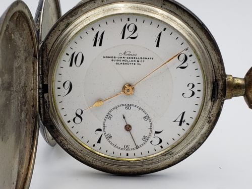 Rare Nomos Glashutte I/S Guido Müller & Co Art Deco Pocket Watch For Repair 53mm