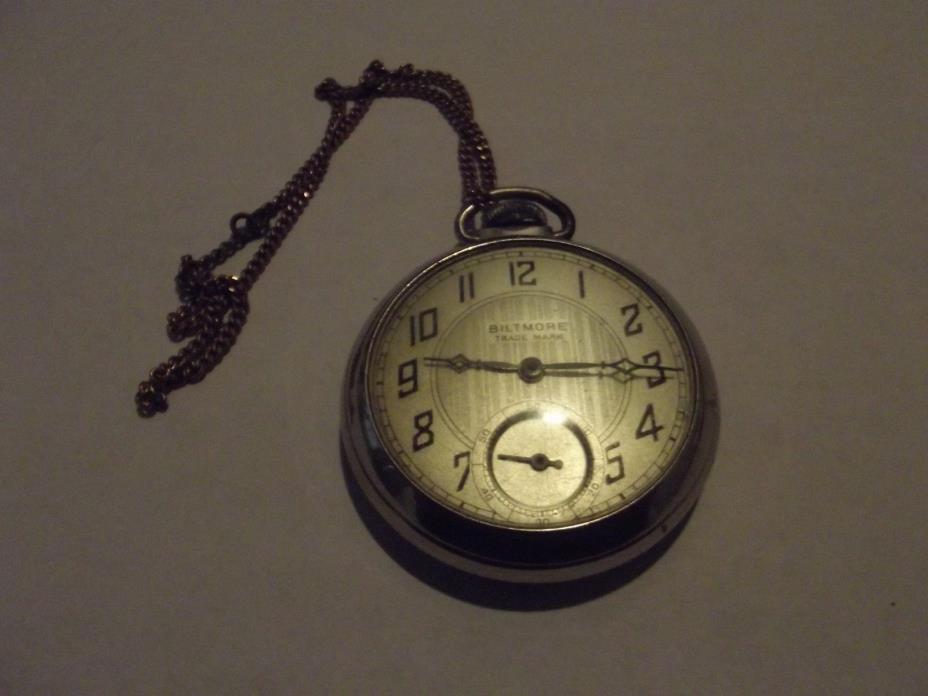 Biltmore (By Ingraham) Dollar Pocket Watch (As-Is Parts or Repair)