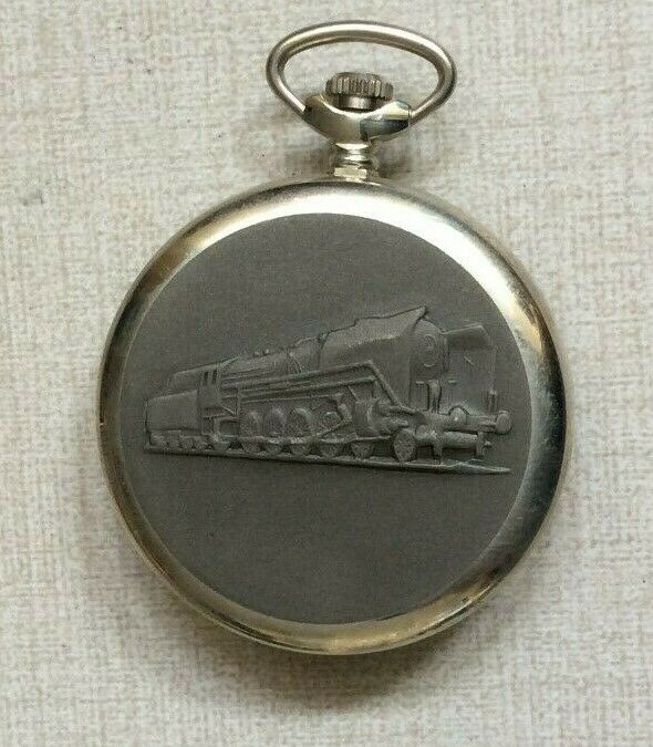 Silver Soviet Mechanical Pocket Watch MOLNIJA Serkisof USSR 1989 Railroad Train!