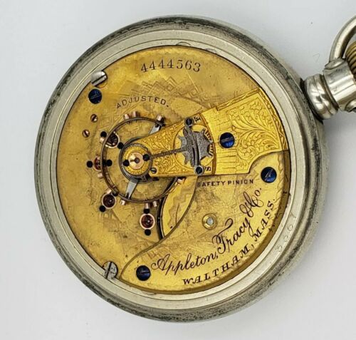 Rare Gilt 18s Appleton Tracy Co Waltham Pocket Watch Damaskeened As Is