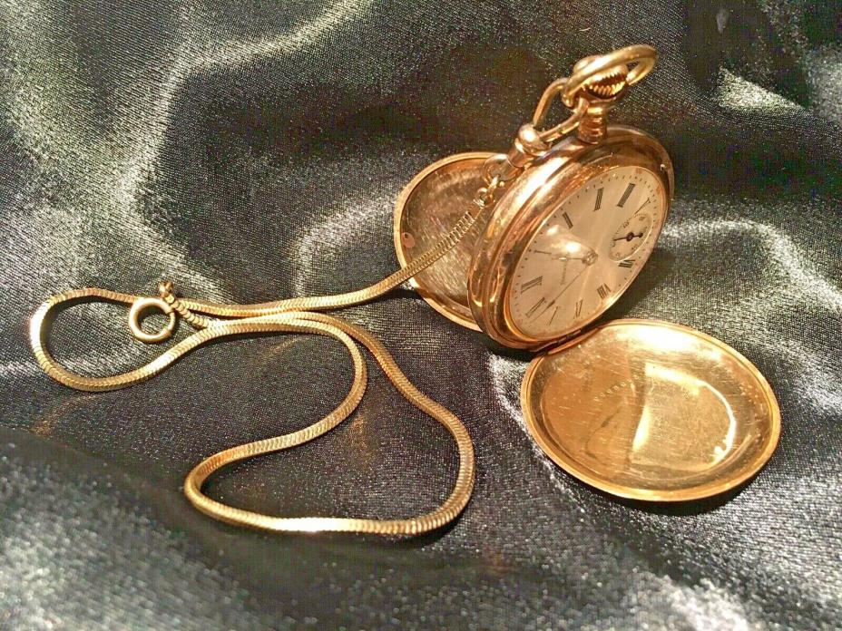 Vintage Gold Fill  Pocket Watch with Chain -  South Bend working