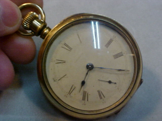 18s Trenton mod 1 original gold filled OF pocket watch ticking New Haven typ