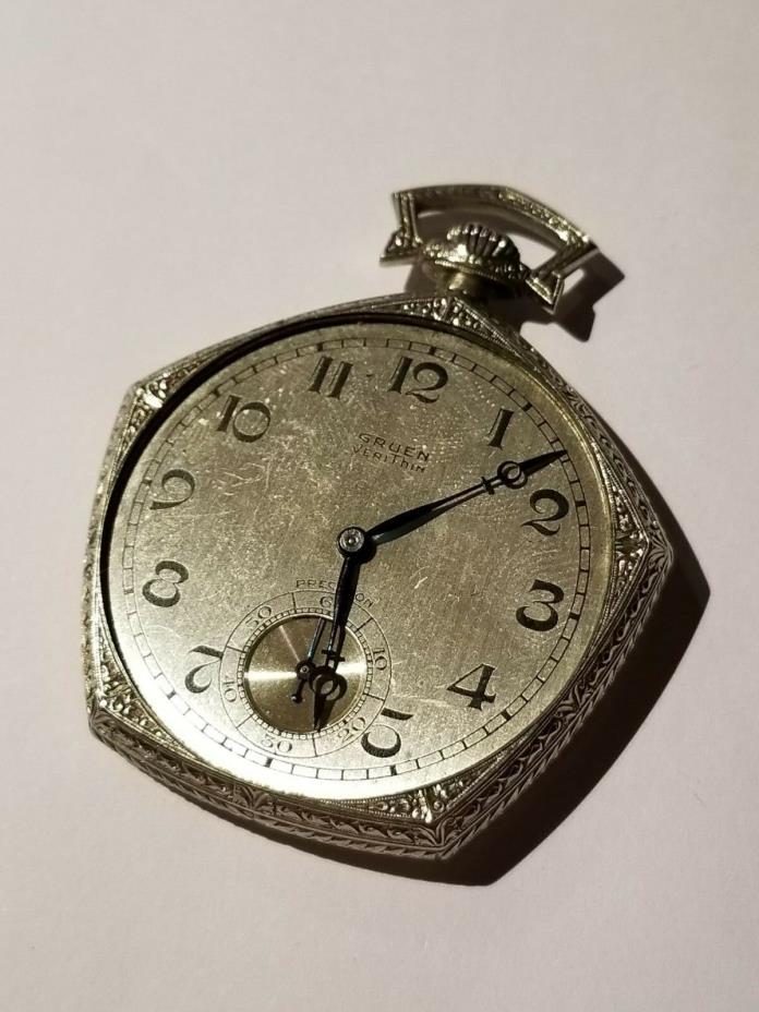 Gruen Verithin Pentagon 17 Jewel Masonic Reinforced Gold Filled Pocket Watch