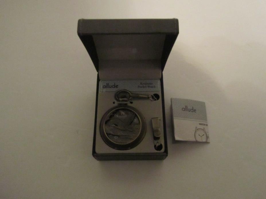New Allude Keepsake Eagle Pocket Watch with Clip and Chain.  New In Box