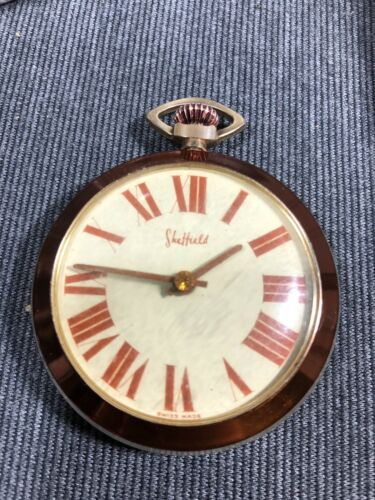 VTG Sheffield Swiss Made Aluminum Case Pocket Watch (as-is) Free Ship