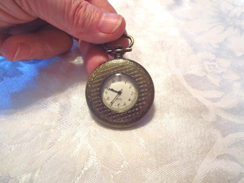 Unbranded Open Face Brass Toned Analog Quartz Pocket Watch