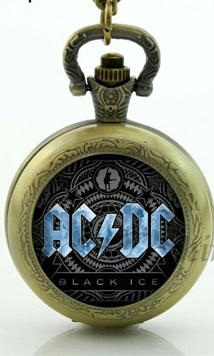 ACDC Band  Black Ice Pocket Watch Glass Dome necklace