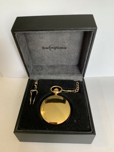 Swingtime Gold Tone 48mm Quartz Pocket Watch With Chain XWA4660