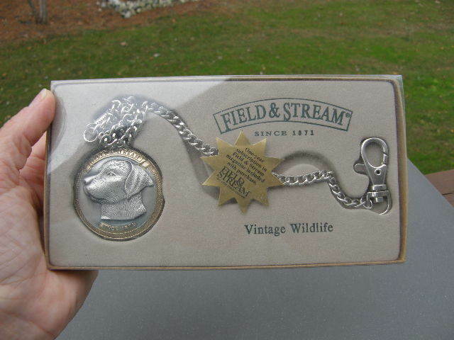 NIB Field and Stream Vintage Wildlife Pocket Watch Silver with Gold Trim - Lab