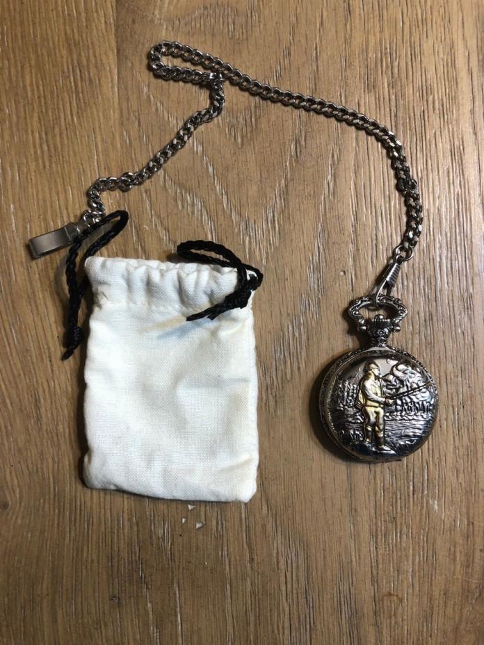 Milan Quartz Pocket-watch with Chain Fisherman on Front of Case
