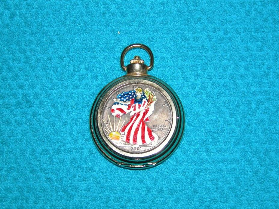 Limited Edition 2001 Commemorative 925 Silver Eagle Liberty Pocket Watch