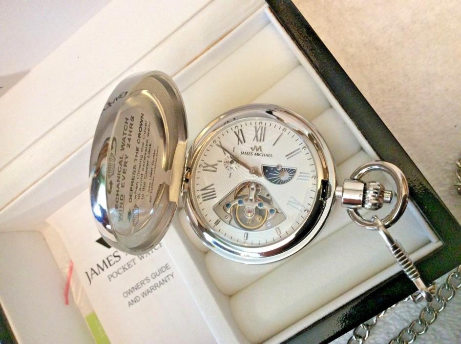 James Michael Pocket Watch NOS Box MINT Working Condition Never Used mechanical