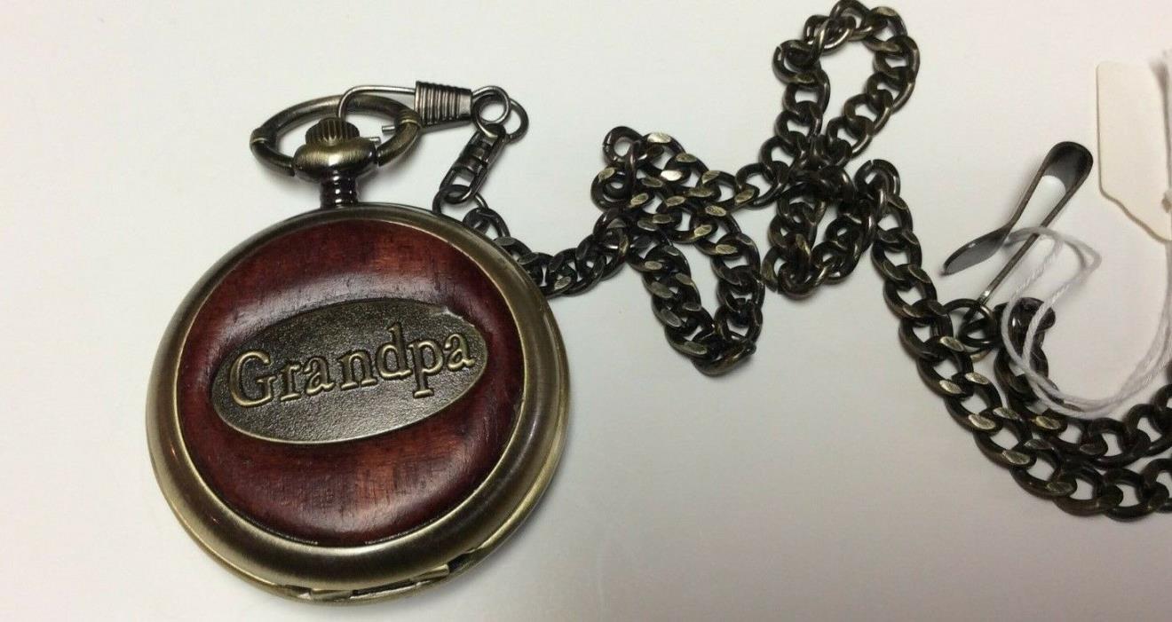 Collectible Benrus mens pocket watch with chain,Grandpa themed,NOS, nice    M122