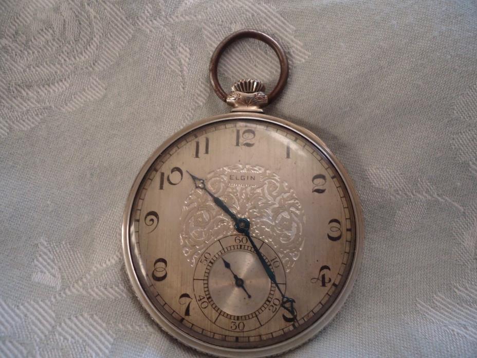 1926 Elgin Streamline 17 Jewel 14K Gold Filled Open Face Pocket Watch