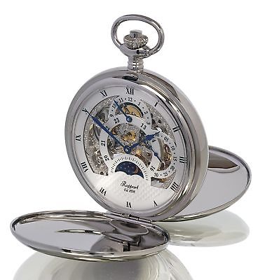 Rapport of London Silver Tone (Chrome) Dual Time Pocket Watch with 17 Jewel Move