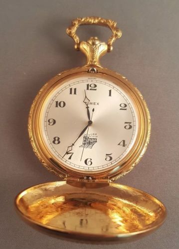 NICE Vtg Timex Mechanical Wind Up Pocket Watch with a Train on Dial Works READ