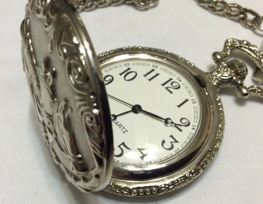 Collectible pocket watch with chain,not responding to battery,sold as-is   M1364