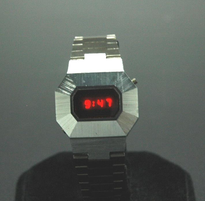 Vintage CompuChron LED men's watch.  Rare Hex shape. Hughes movement.
