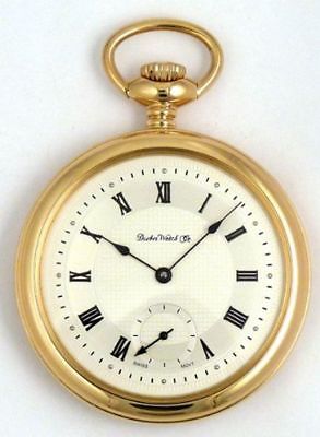 Dueber Swiss Mechanical Pocket Watch, High Polish Gold Open Face Case, Assembled