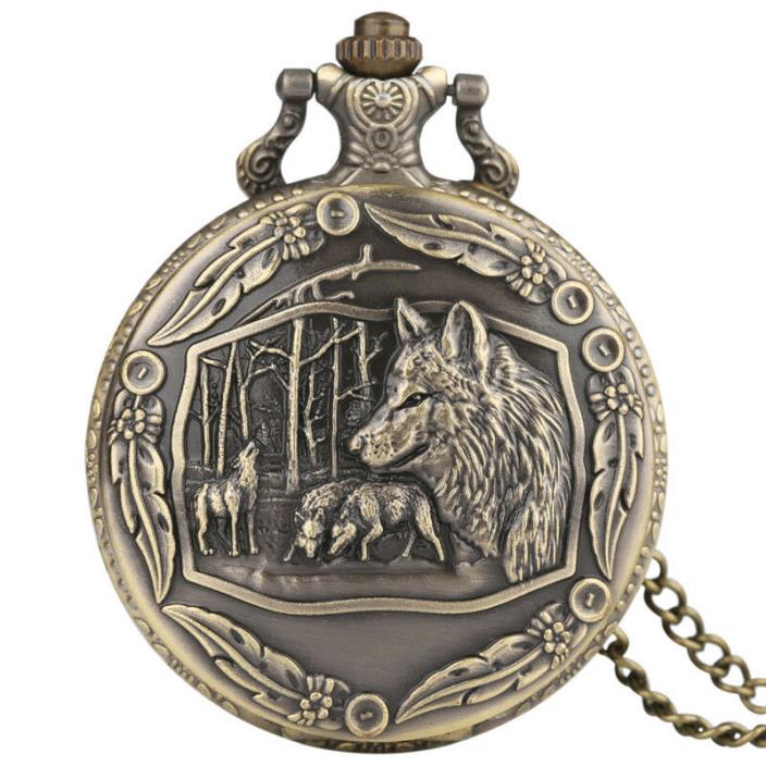 Wolf Wolves Pocket Watch