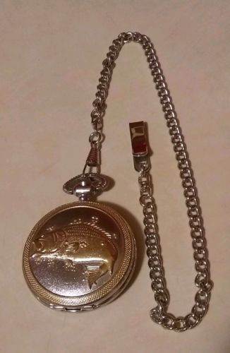 bass pocket watch w/ chain japan movement