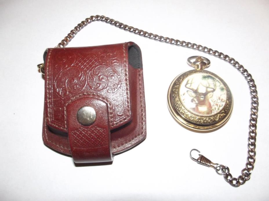 Franklin Mint National Fish and Wild Life Deer Pocket Watch