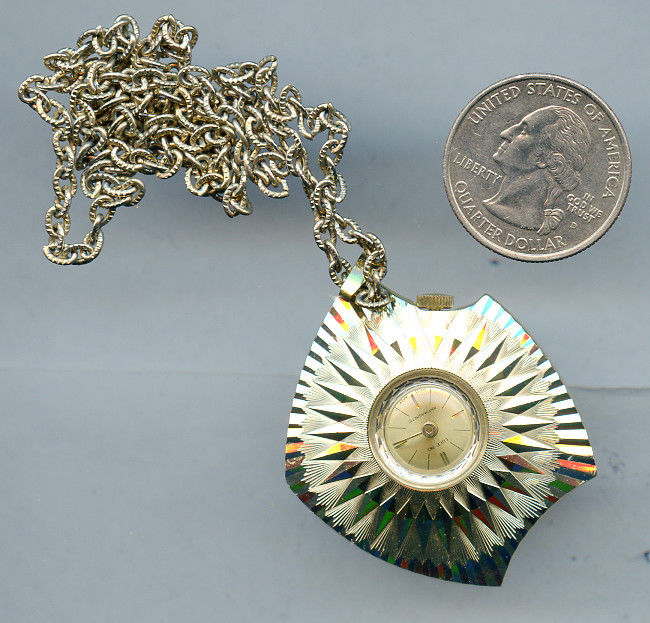 Vintage Gold Tone Pocket Watch Aluminum W71 Necklace