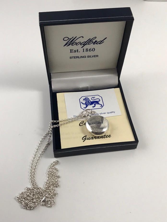 Sterling Silver Woodford Pocket Quartz Watch Necklace
