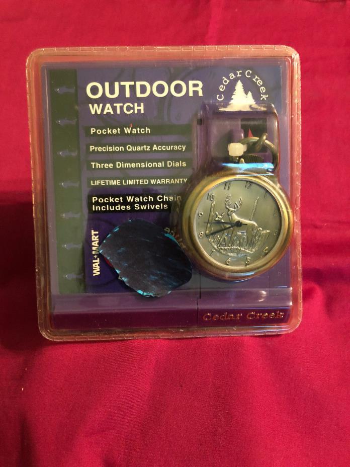 NOS CEDAR CREEK Outdoor Pocket Watch 3 Dimensional Deer Dial Quartz.... Walmart