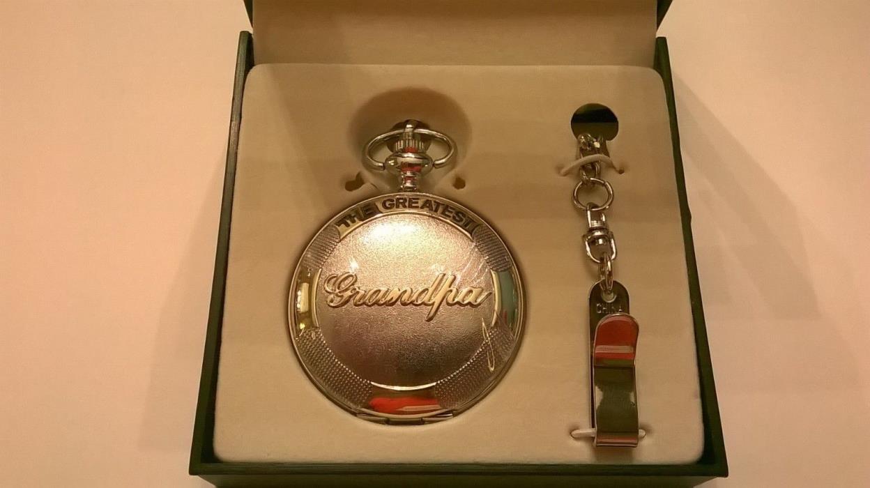 Pocket Watch* The Greatest Grandpa* w/chain, display box and instructions.NWT.