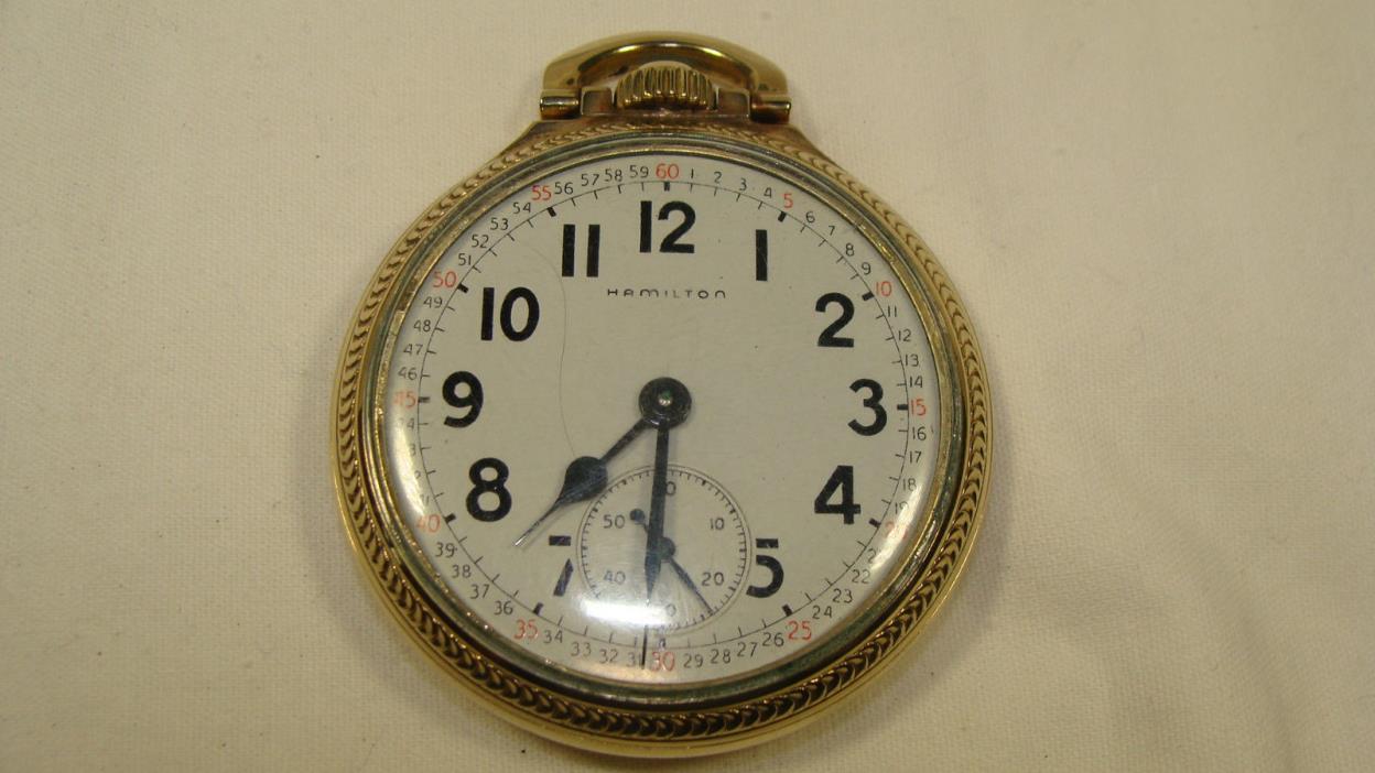 Vintage Hamilton 992B 21 Jewel 16s Pocket Watch 1951 Hamilton Case Rolled Gold