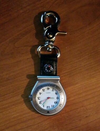 Vintage Marlboro Gear Pocket Pendant Watch Key Ring Chain with Compass