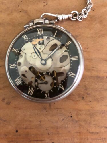 1940's Girard-Perregaux Shell Oil Skeleton Pocket Watch & Fob chain.