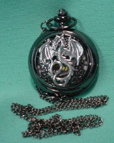 New Flying Dragon black flower hollow charm  pocket watch