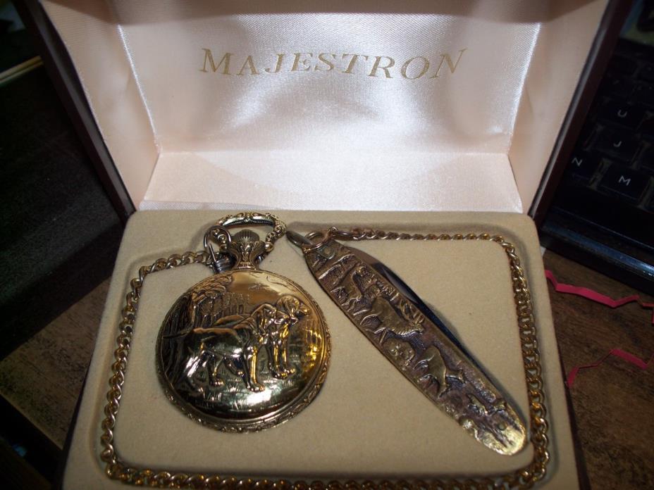 majestron pocket watch and knife set
