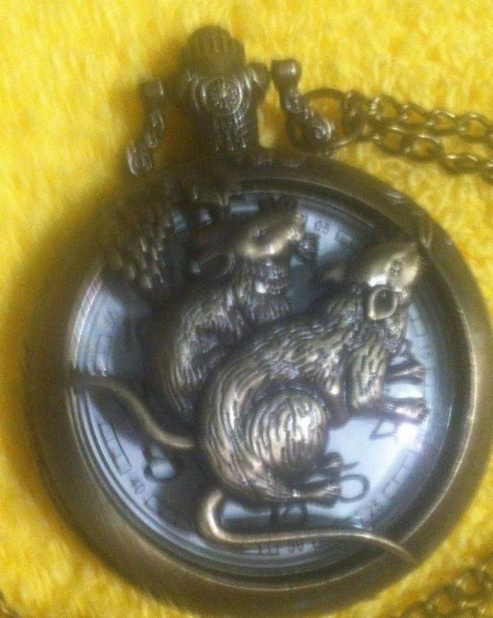 Pocket Watch Year Of The Rat w/chain