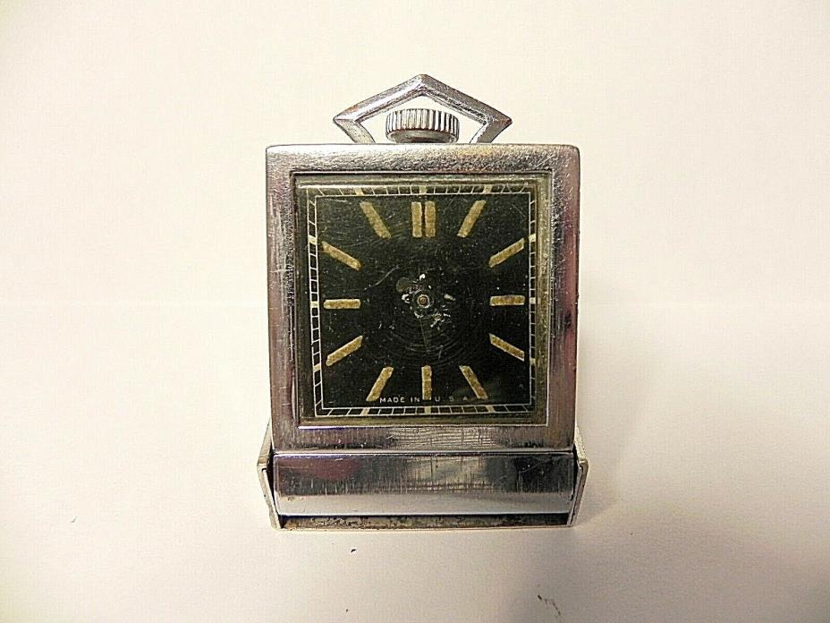 vintage unusual Art Deco square travel pocket watch not working