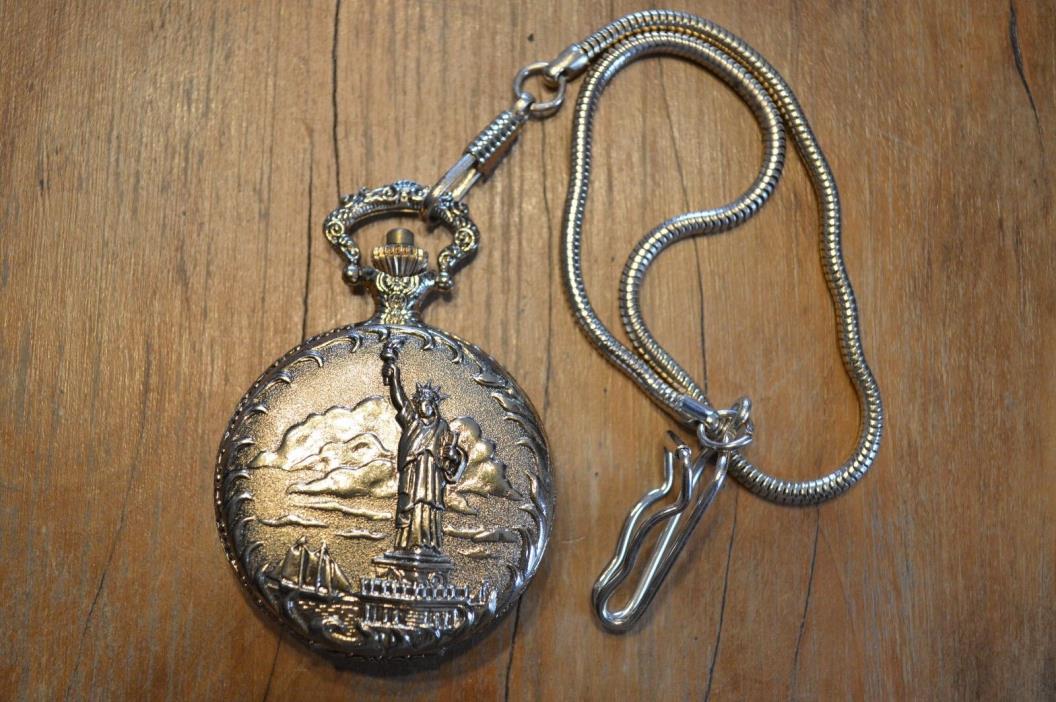STATUE OF LIBERTY POCKET WATCH,LIMITED EDITION,1986,WORKS GREAT,PERFECT COND