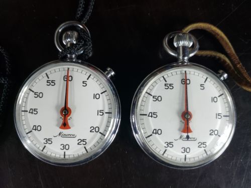 Lot of 2: Vintage Minerva Stop Watch, Swiss Made, CBS Engraved on Back! Rare-