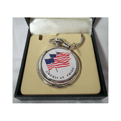 AMERICAN PRIDE 3 FLAGS UNITED WE STAND USA OLD GLORY POCKET WATCH GREAT AMERICA