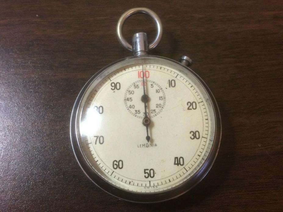 FOR REPAIR - Rare Vintage Lemania Mechanical 100 second 7 Jewel Stopwatch
