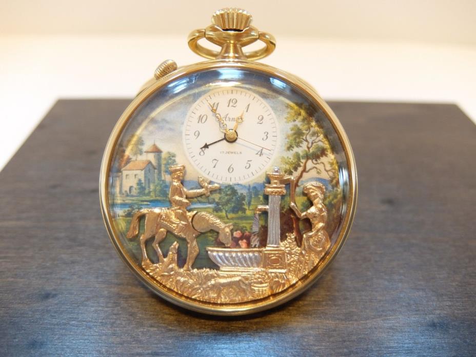 VINTAGE REUGE MUSICAL ALARM AUTOMATON POCKET WATCH (WATCH VIDEO)