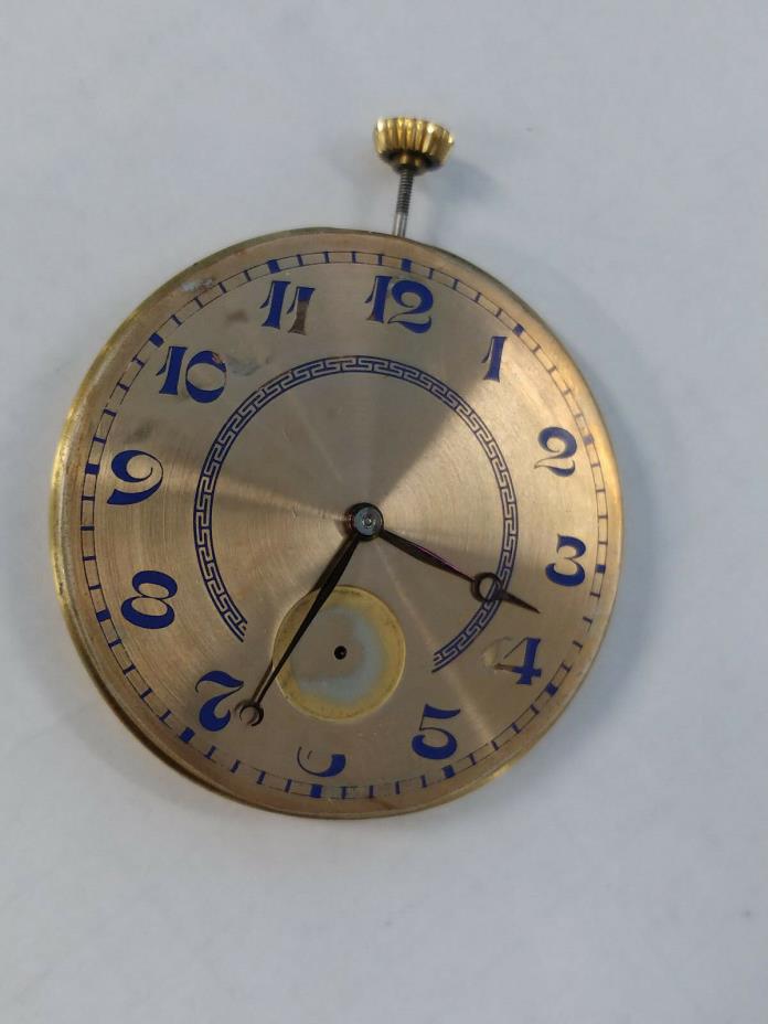 Movado Pocket Watch Movement 15 jewels 4 adj for parts balance OK sold AS IS
