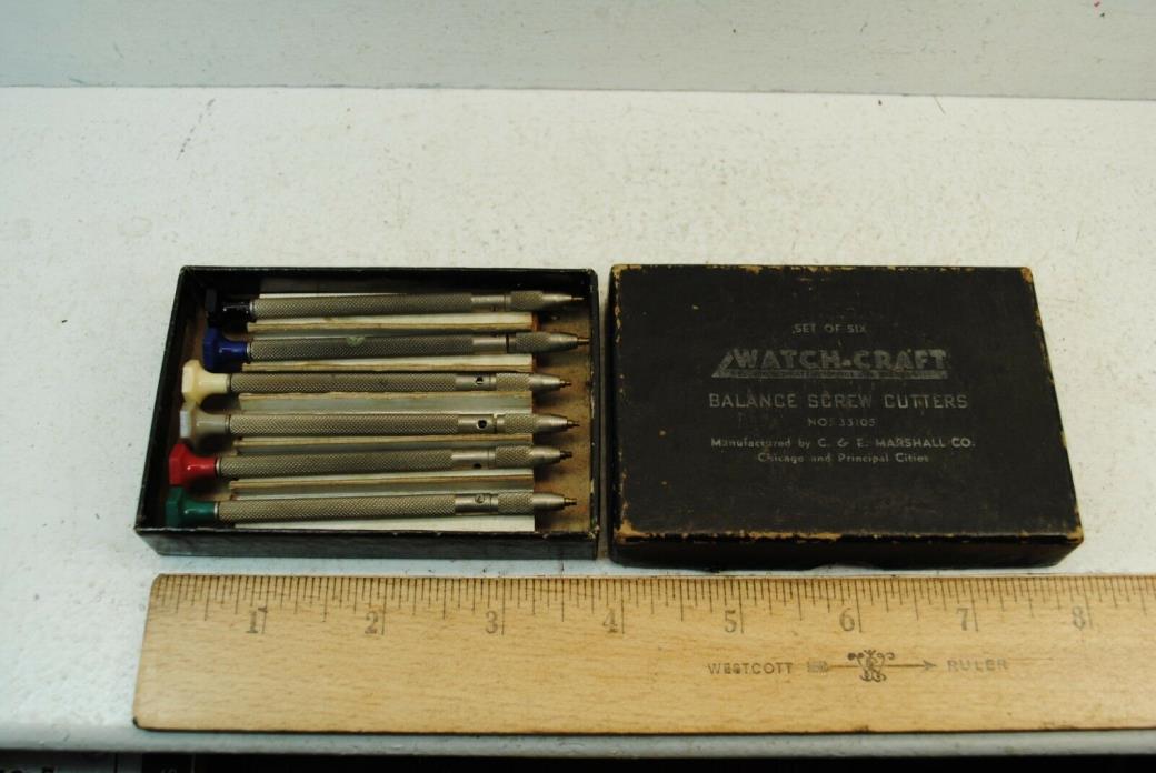 Vintage Watch-Craft Balance Screw Cutters 6 Pieces