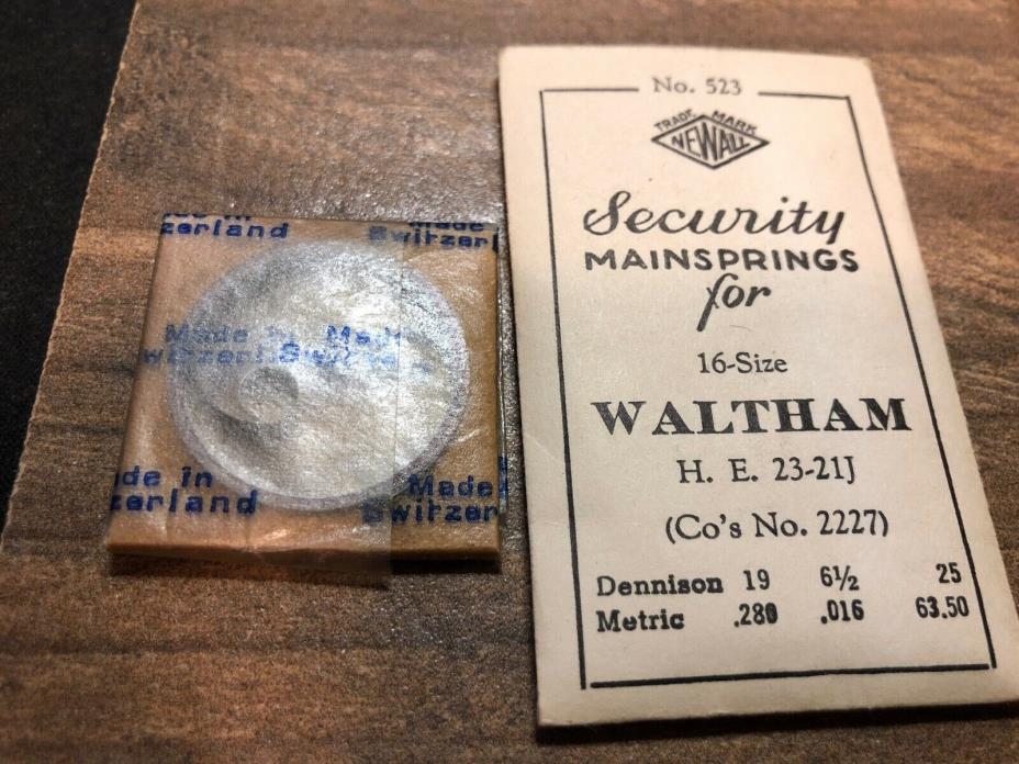 Waltham H.E. 23-21J 2227 Pocket Watch Mainsprings - NOS (319)