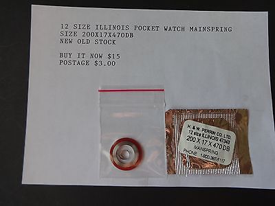 12 Size Illinois  Pocket Watch Mainspring New Old Stock Watch Parts