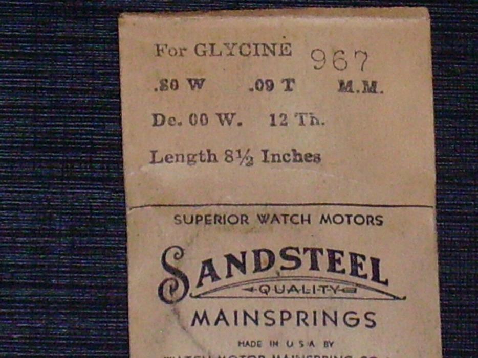 NOS Sandateel MAINSPRING NO 967 For  Glycine Free Shipping