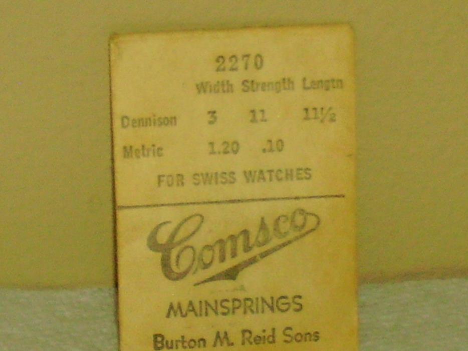 One NOS Comsco  Mainspring No.2270  For Swiss Watches Free Shipping