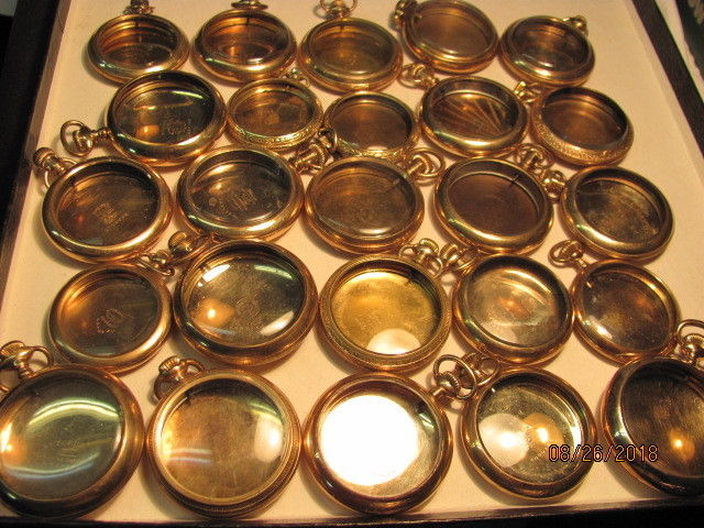 1049 Gms  all GOLD FILLED pocket watch cases/total 25/ready to install movements