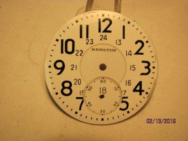 Hamilton 24 hour Canadian pocket watch dial.Fitts 992B Etc.Triple sunk/